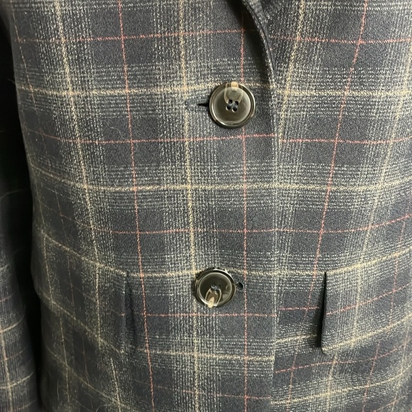 Weekend Max Mara Single Breasted Blazer Size 6 Plaid Navy Business Italy - Picture 2 of 7